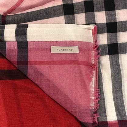 Burberry Wool Silk Gauze Ombre Giant Check Scarf Coral Pink 3 of 3