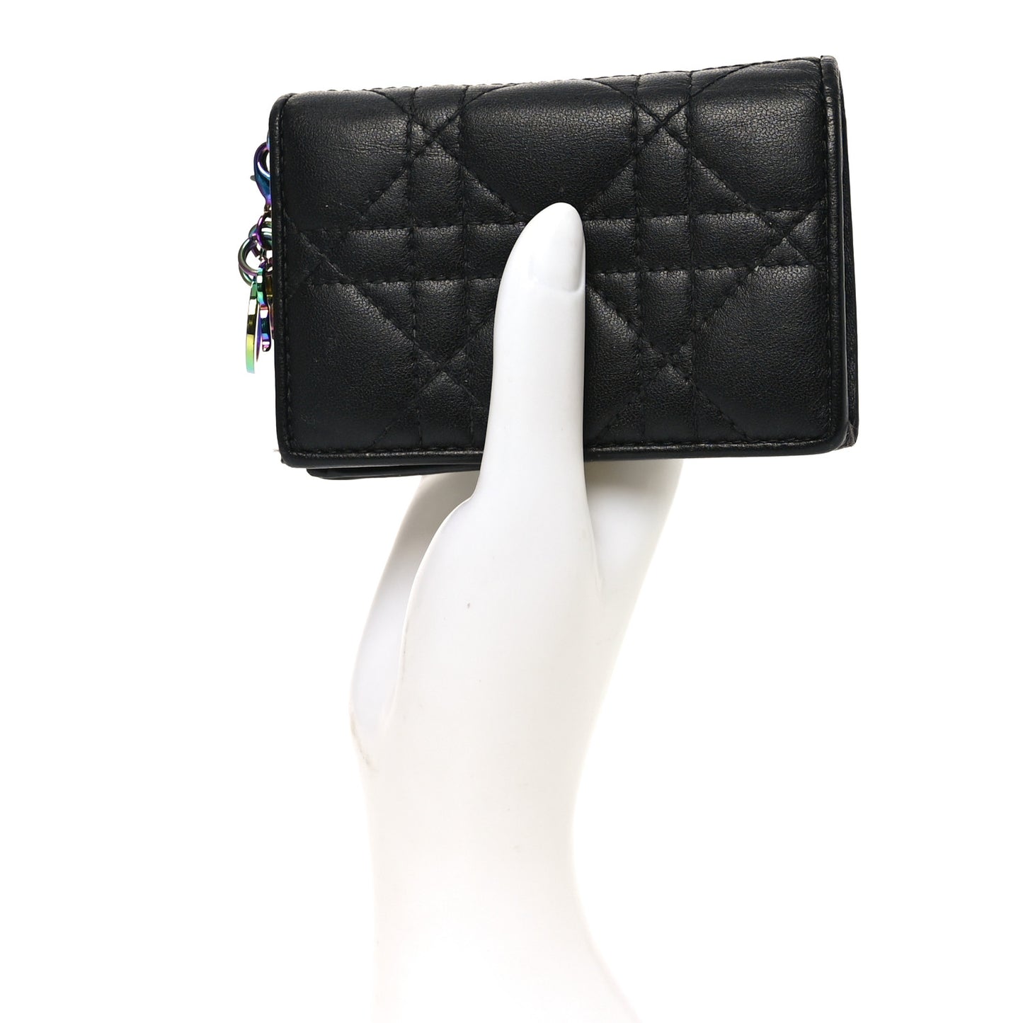 Lambskin Cannage Mini Lady Dior Wallet Black