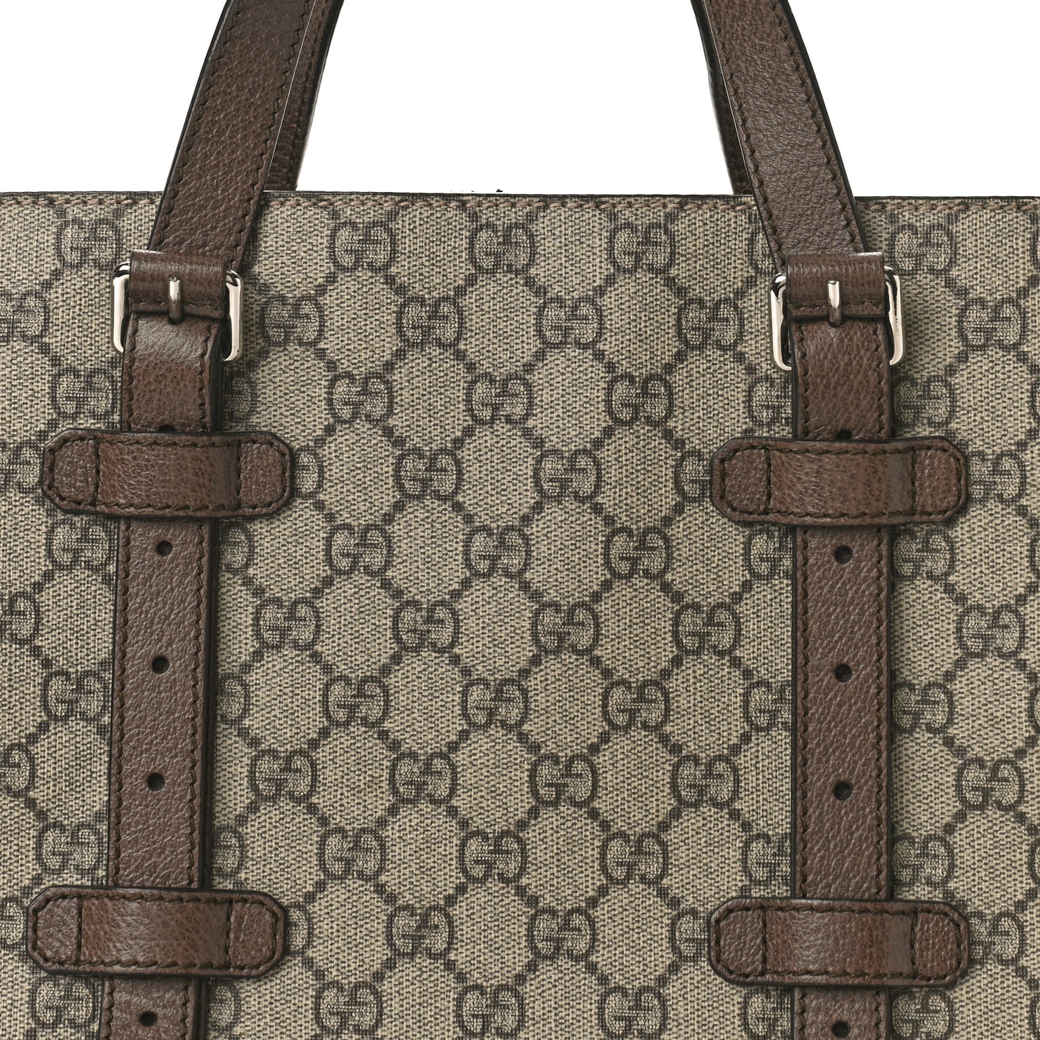 Gucci GG Supreme Monogram Textured Dollar Calfskin Small Detail Tote Beige Ebony New Acero 8 of 15