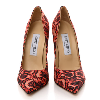 Jimmy Choo Fabric Snake Printed Anouk Pumps 36 Mandarin Red Mix 2 of 7