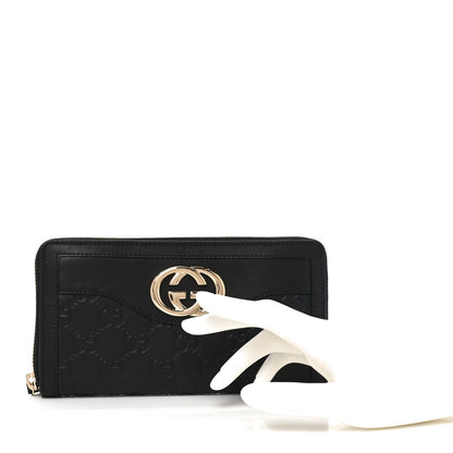 Gucci Guccissima Signature Sukey Zip Around Wallet Black 2 of 8