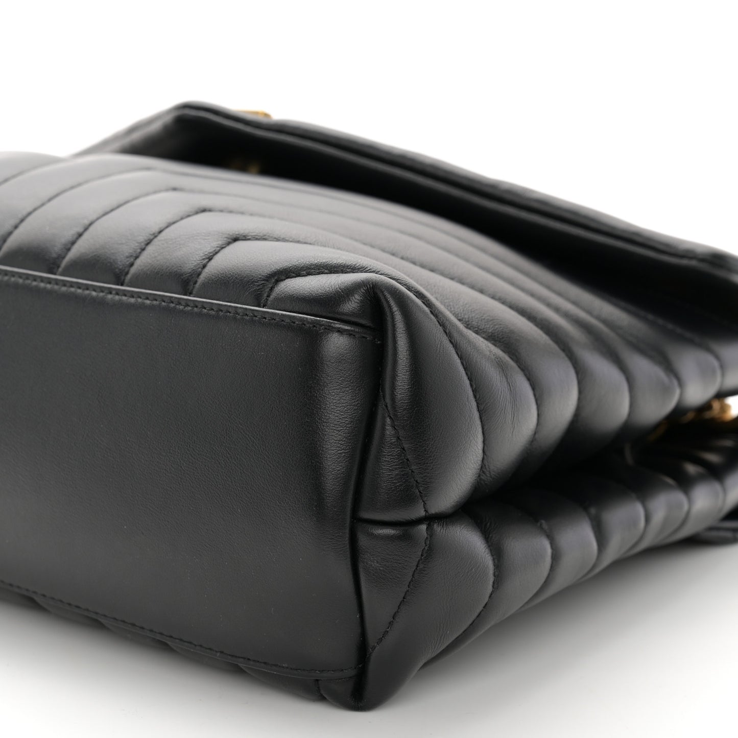 Calfskin Y Quilted Monogram Medium Loulou Chain Satchel Black