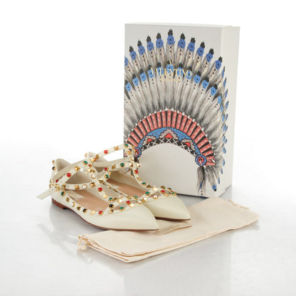 Valentino Garavani Nappa Rockstud Rolling Cage Ballerina Flats 40 Light Ivory 7 of 7