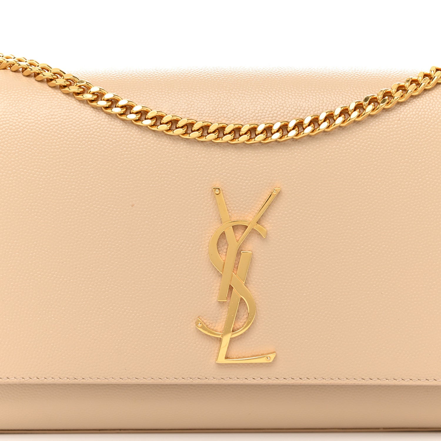 Saint Laurent Grain De Poudre Medium Monogram Kate Satchel Dark Beige 7 of 9