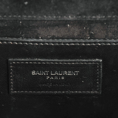 Saint Laurent Calfskin Crocodile Embossed Medium Classic Monogram Kate Tassel Satchel Black 6 of 6