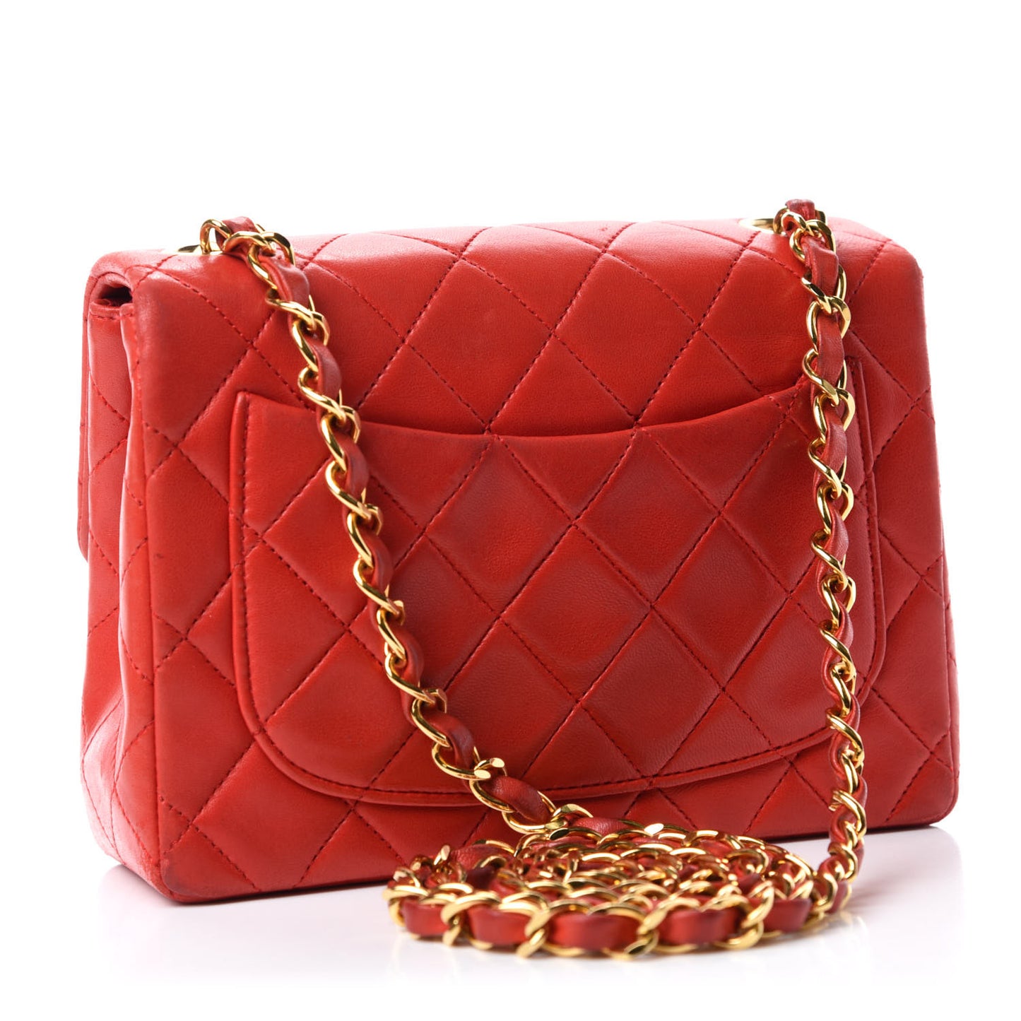 Lambskin Quilted Mini Square Flap Red