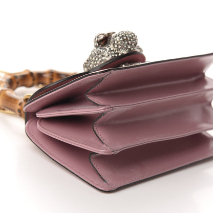 Gucci Calfskin Bamboo Crystal Mini Thiara Top Handle Bag Carmine Rose Gold 6 of 12