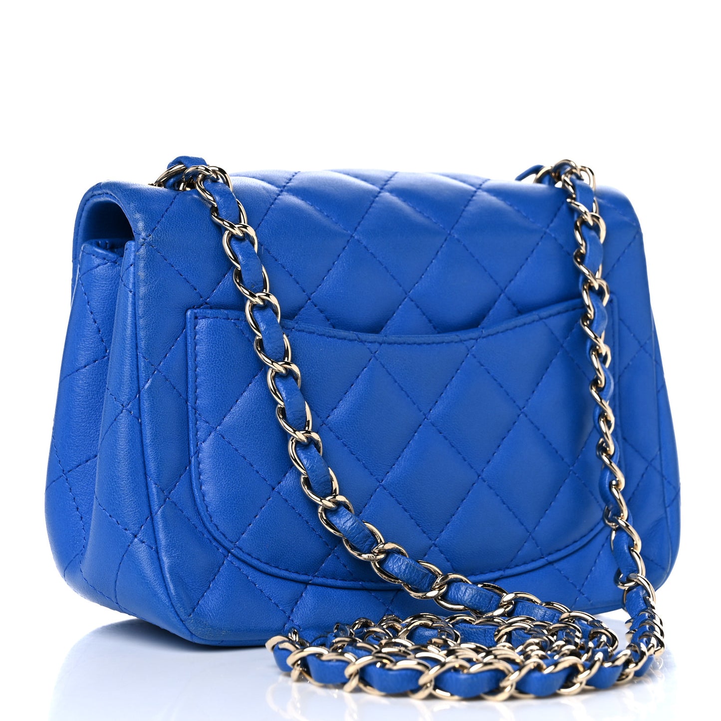Lambskin Quilted Mini Square Flap Blue
