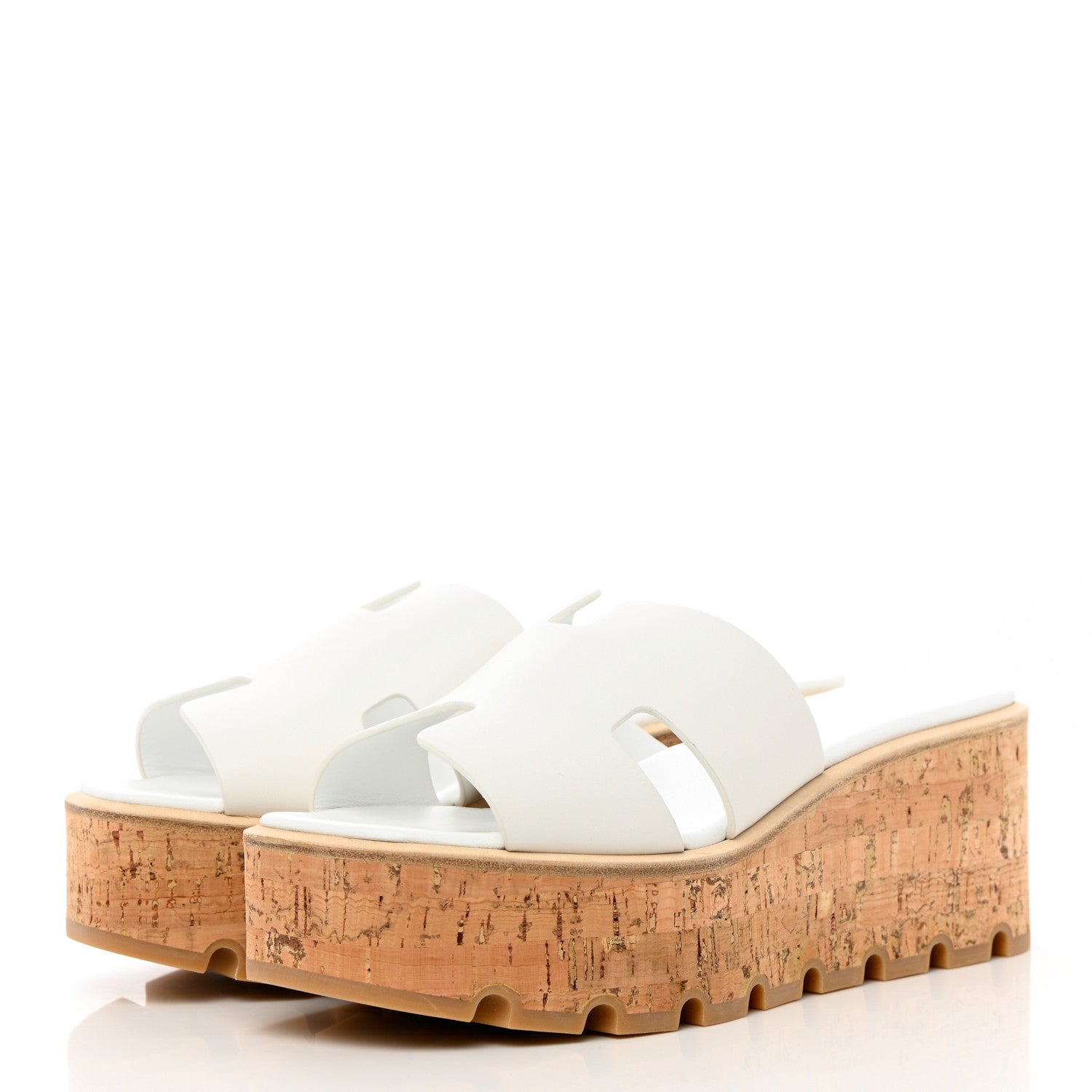 Hermes Calfskin Cork Eze 30 Sandals 38 White 3 of 8