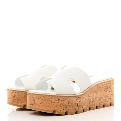 Hermes Calfskin Cork Eze 30 Sandals 38 White 3 of 8