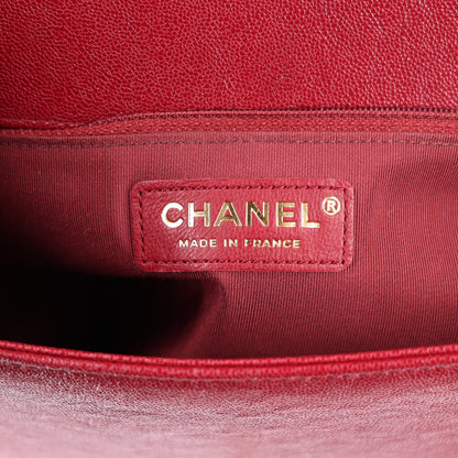 Chanel Caviar Chevron Quilted Medium Boy Flap Red 6 of 10