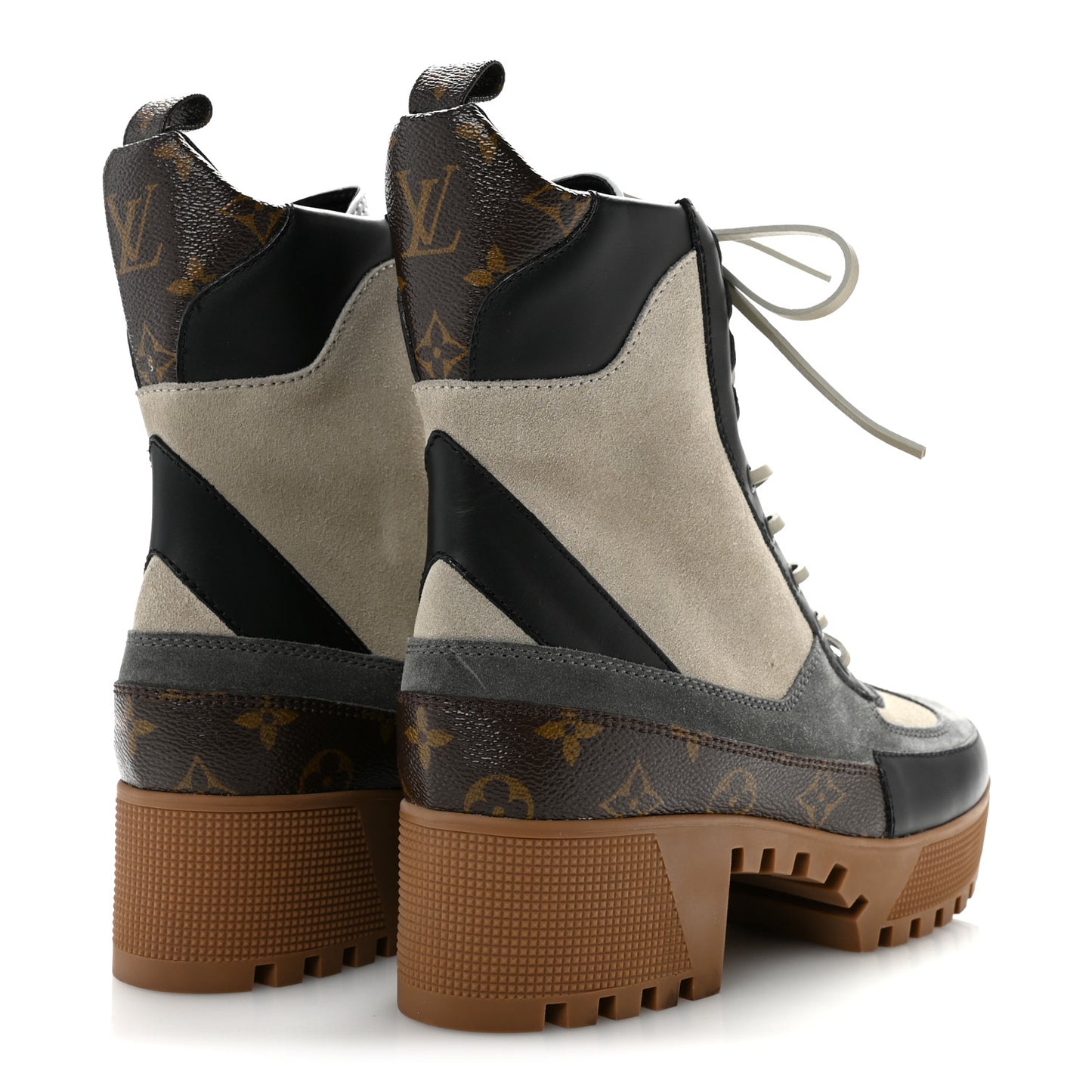 Suede Calfskin Monogram Laureate Platform Desert Boots 40 Grey