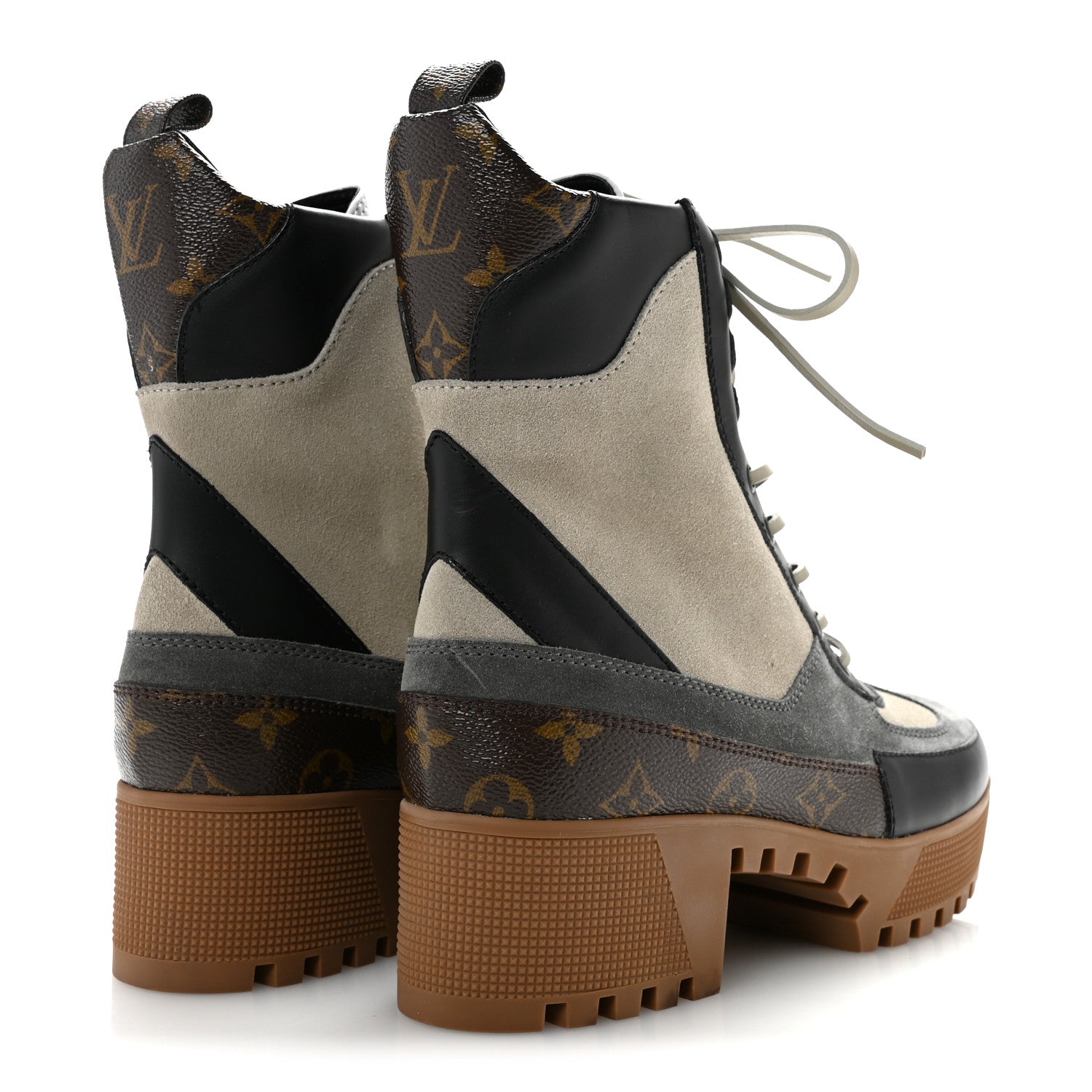 Louis Vuitton Suede Calfskin Monogram Laureate Platform Desert Boots 40 Grey 5 of 10