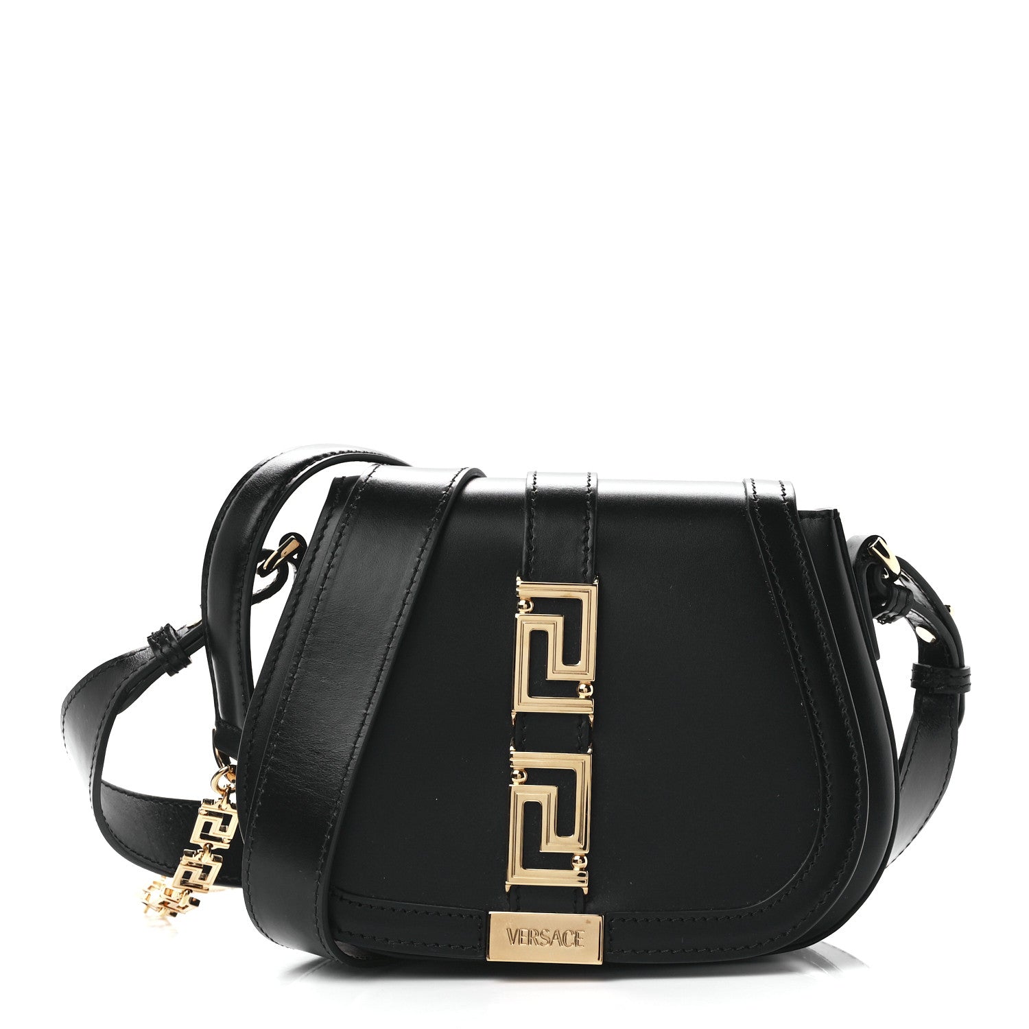 Versace Calfskin Small Greca Goddess Shoulder Bag Black 1 of 13