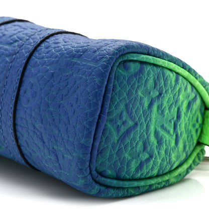 Louis Vuitton Taurillon Illusion Mini Keepall Earphones Pouch Bleu Vert 9 of 9