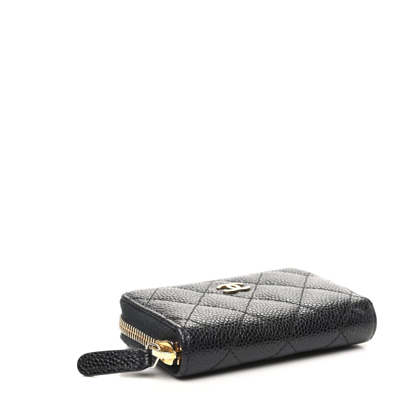 Caviar Quilted Zip Coin Purse Black