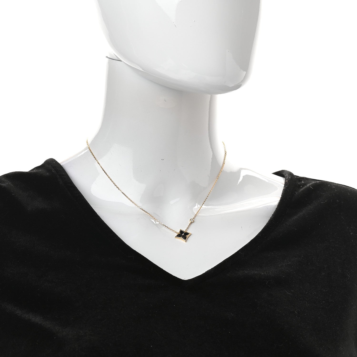 Louis Vuitton 18K Yellow Gold Diamond Black Onyx Color Blossom BB Star Pendant Necklace 2 of 6