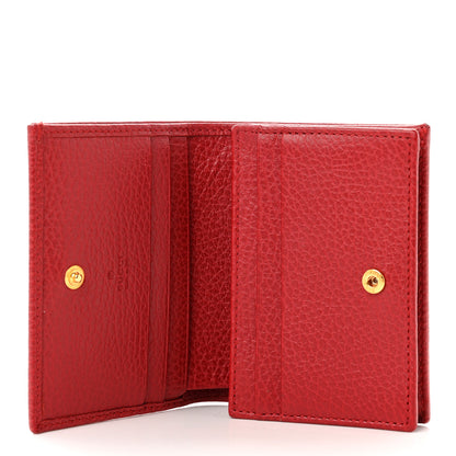 Gucci Pebbled Calfskin GG Marmont Card Case Hibiscus Red 5 of 7