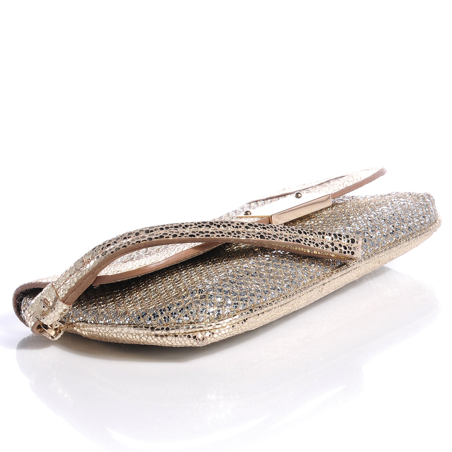 Jimmy Choo Glitter Fabric Zeta Clutch Bag Champagne 4 of 7