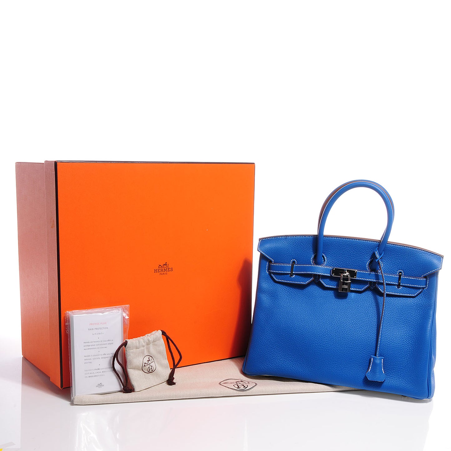 Taurillon Clemence Bi-Color Birkin 35 Mykonos White