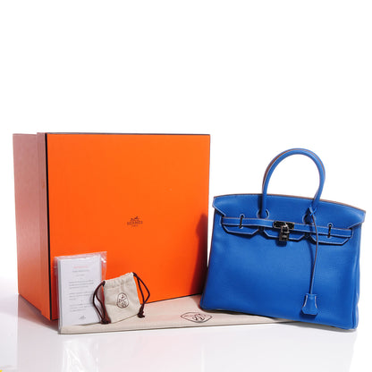 Hermes Taurillon Clemence Bi-Color Birkin 35 Mykonos White 6 of 11