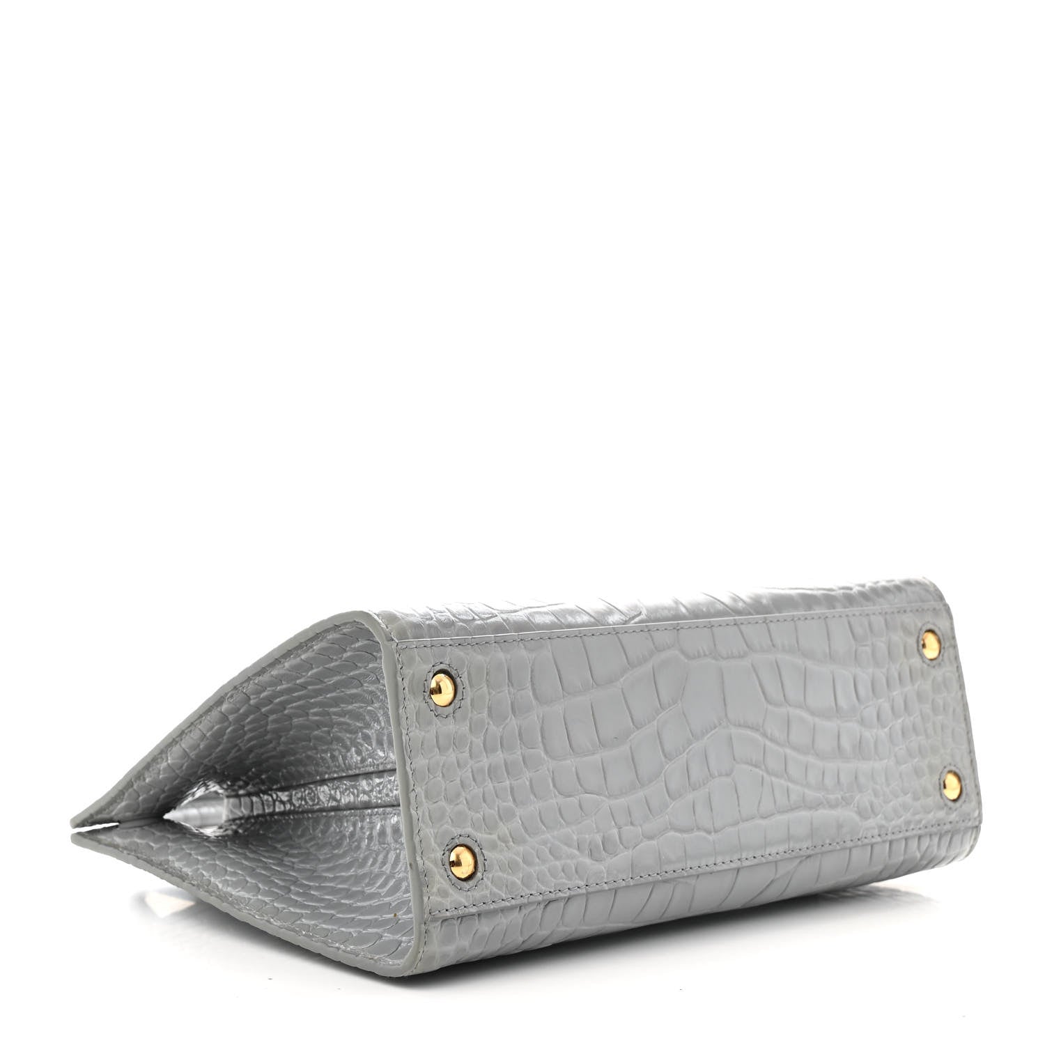 Burberry Crocodile Embossed Calfskin Mini Frances Tote Cloud Grey 4 of 11