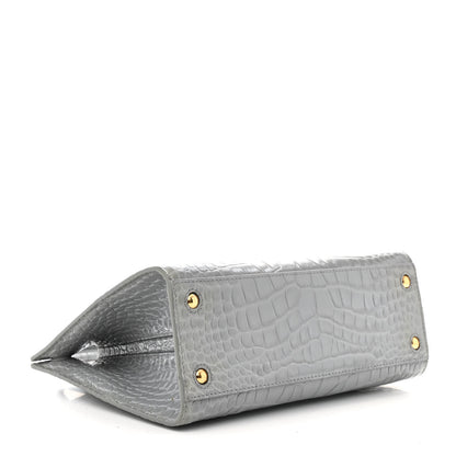 Burberry Crocodile Embossed Calfskin Mini Frances Tote Cloud Grey 4 of 11