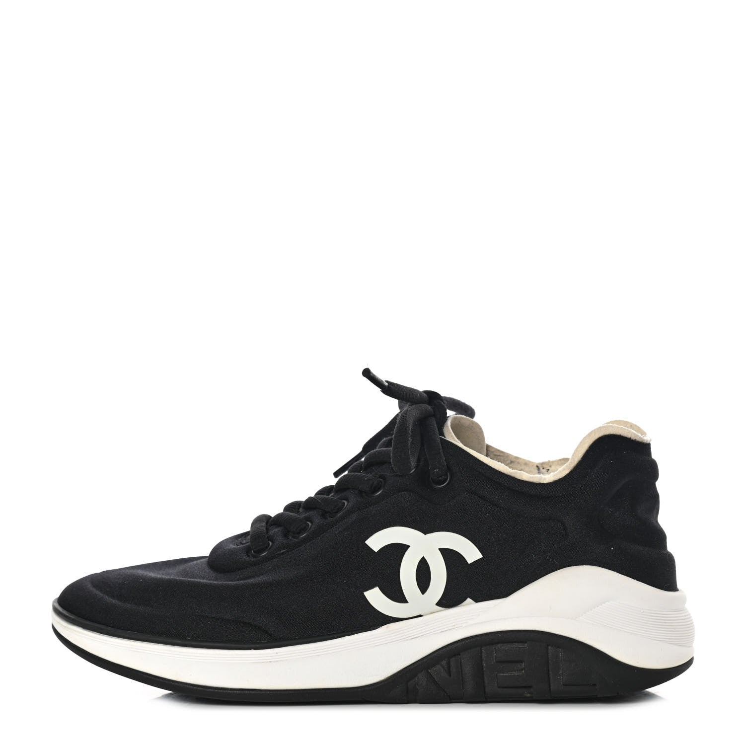 Chanel Lycra Womens CC Sneakers 36 Black 1 of 7