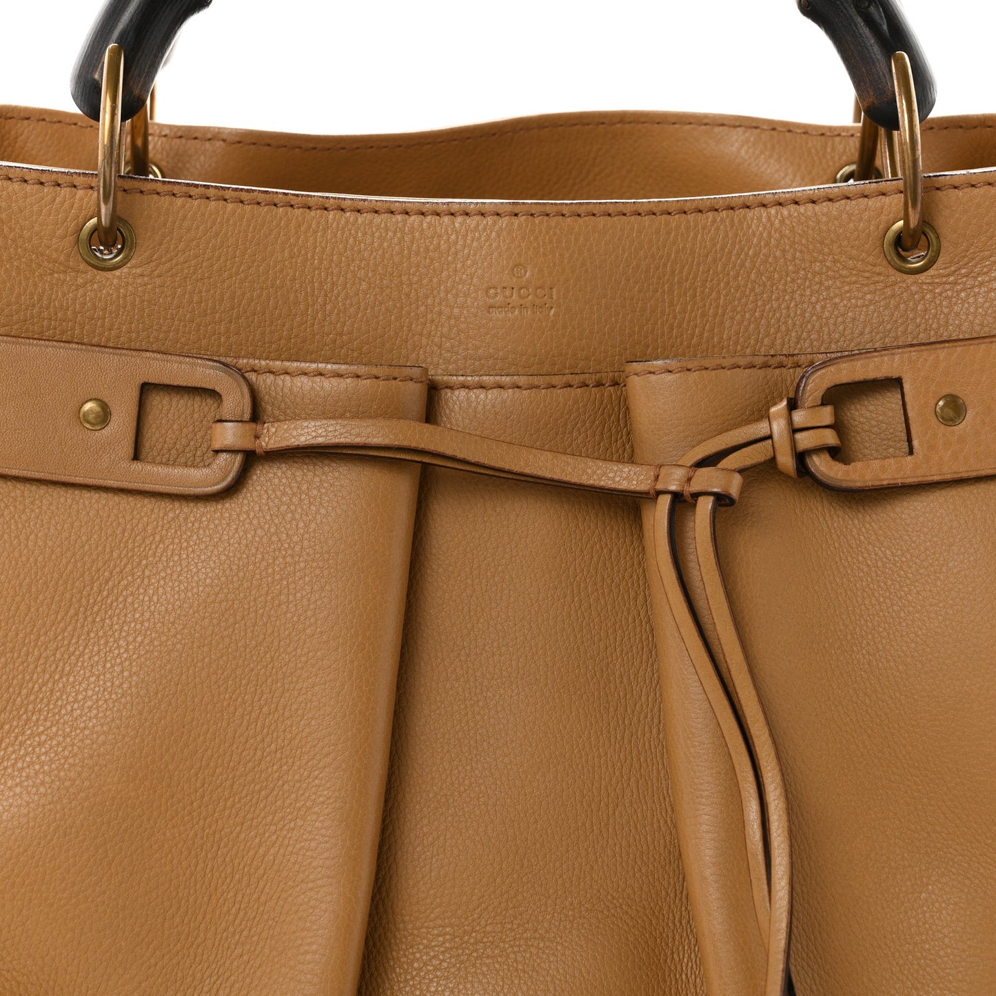 Calfskin Bamboo Handle Tote Beige
