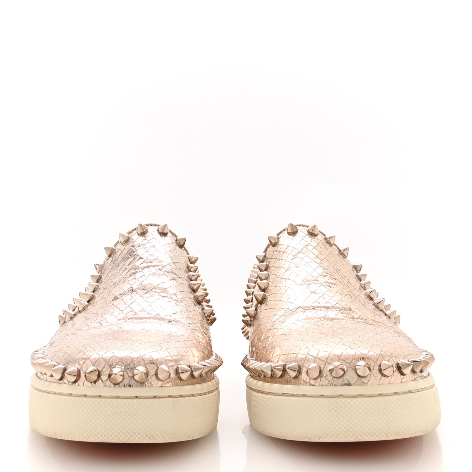 Christian Louboutin Metallic Snakeskin Embossed Pik Boat Flat 36.5 Colombe 3 of 8