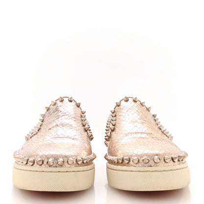 Christian Louboutin Metallic Snakeskin Embossed Pik Boat Flat 36.5 Colombe 3 of 8