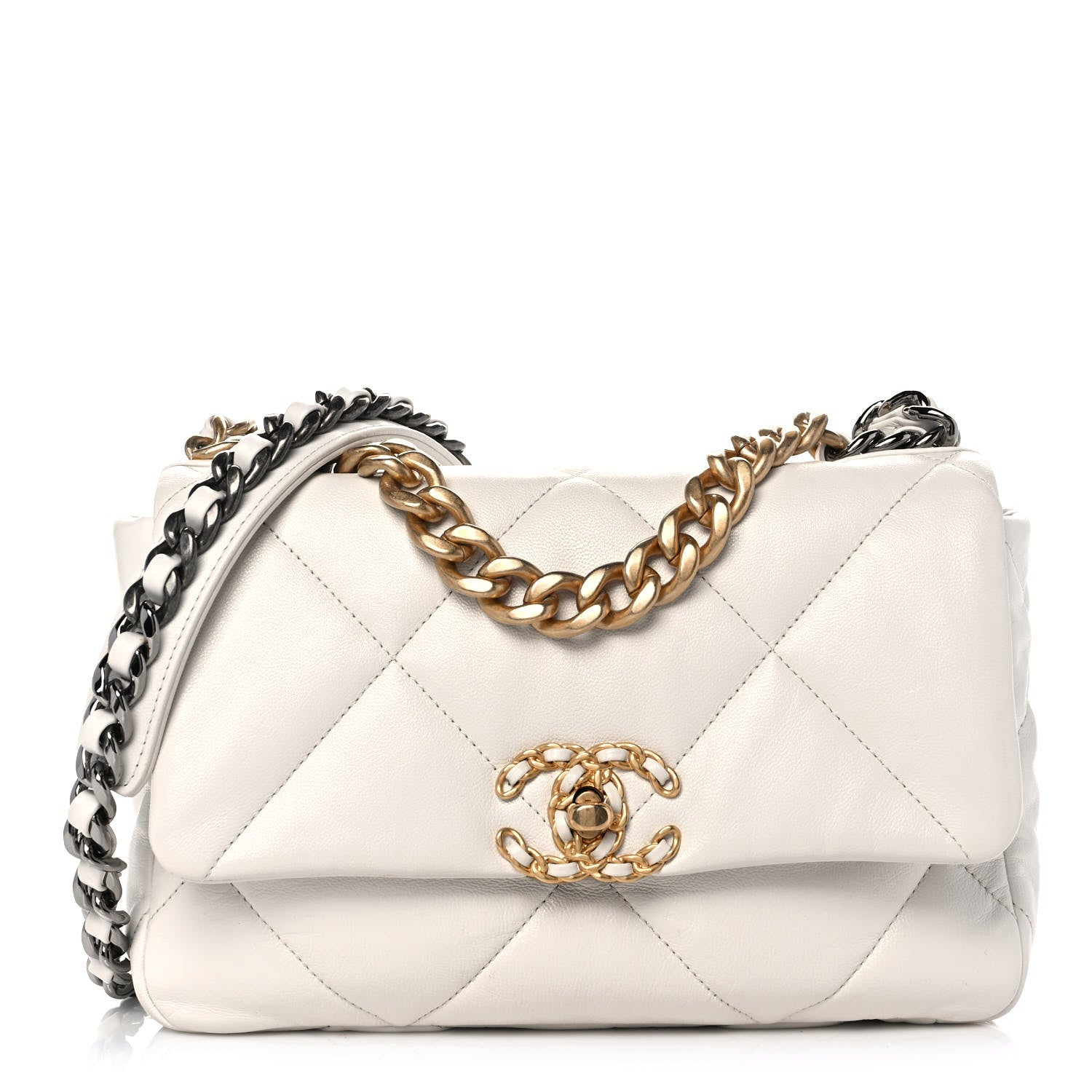 Chanel Goatskin Quilted Medium Chanel 19 Flap White 1 of 9