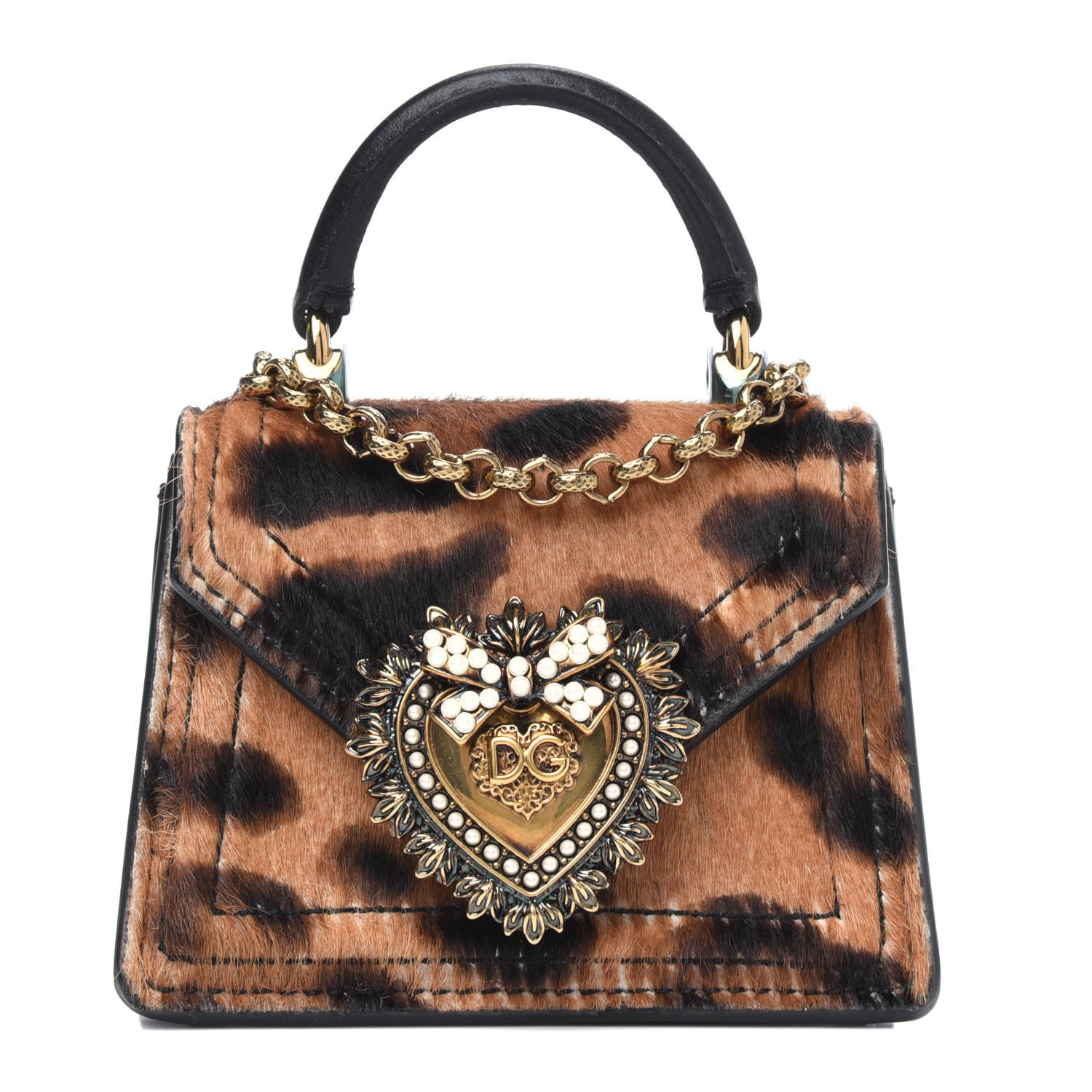 Dolce & Gabbana Pony Hair Leopard Micro Devotion Satchel 1 of 4