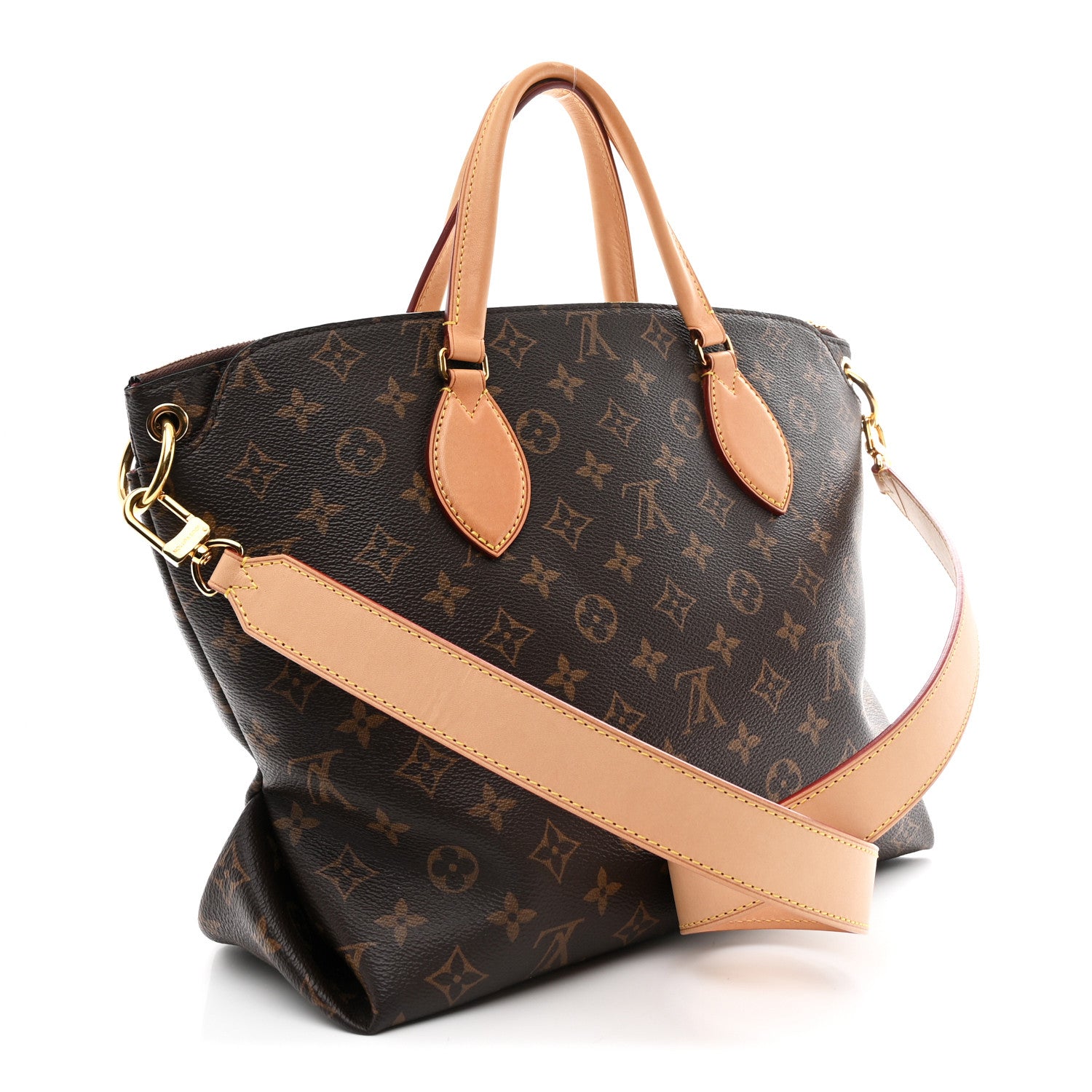 Louis Vuitton Monogram Flower Zipped Tote MM Beige 3 of 10