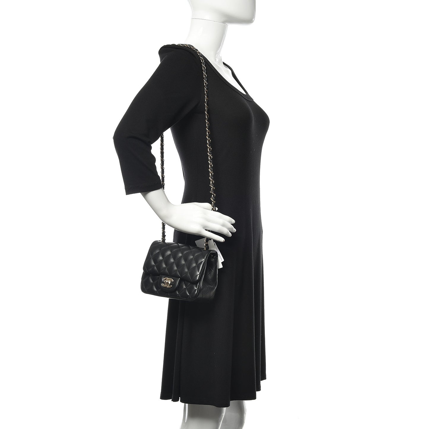 Lambskin Quilted Mini Square Flap Black
