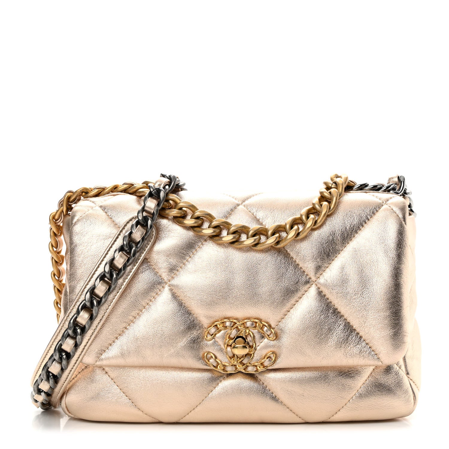 Chanel Metallic Lambskin Quilted Medium Chanel 19 Flap Gold 1 of 16