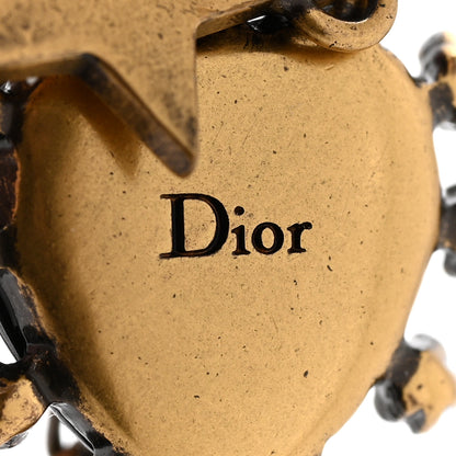 Christian Dior Resin Crystal Pearl Star Bee Necklace Aged Gold Black 6 of 6