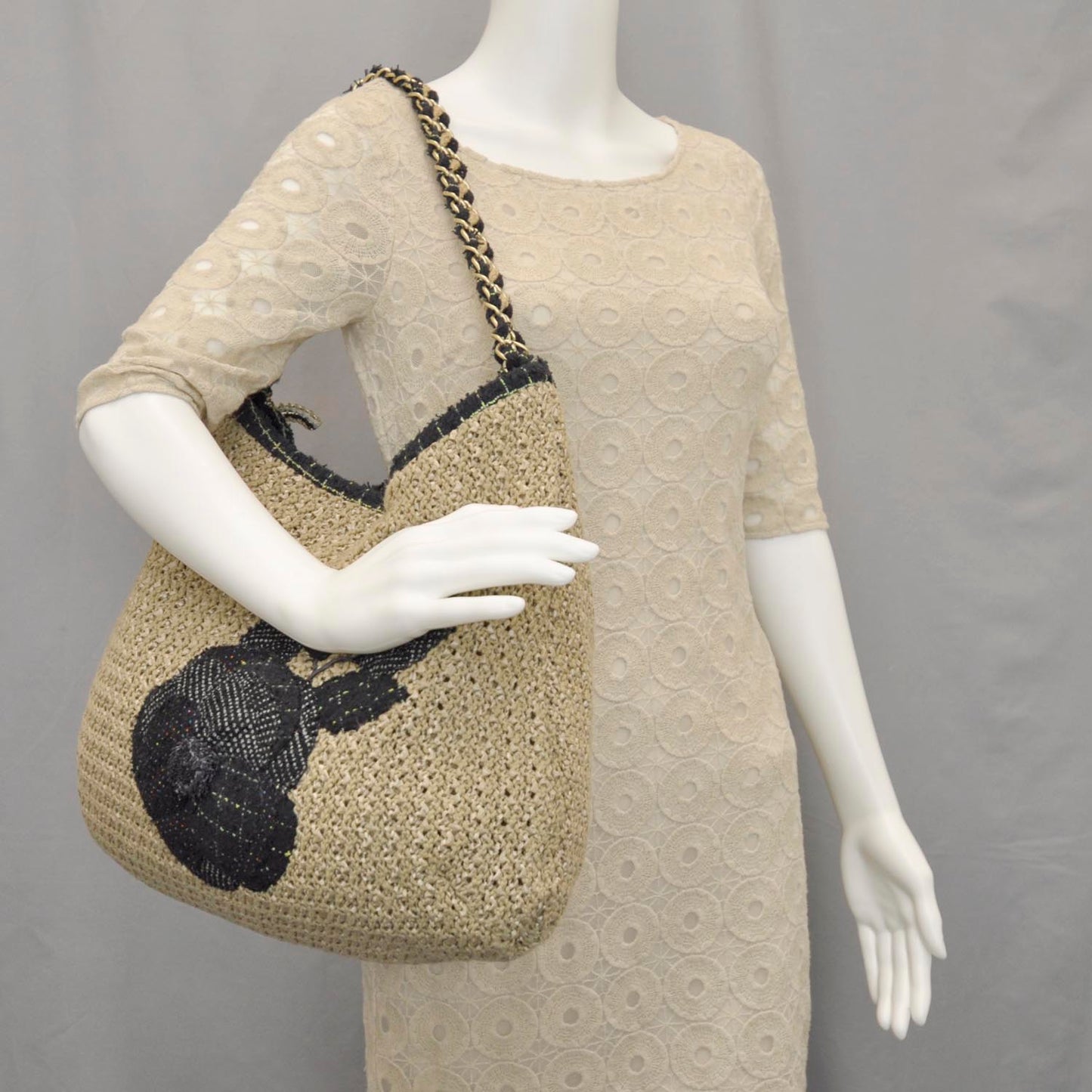 Tweed Woven Raffia Country Coco Hobo