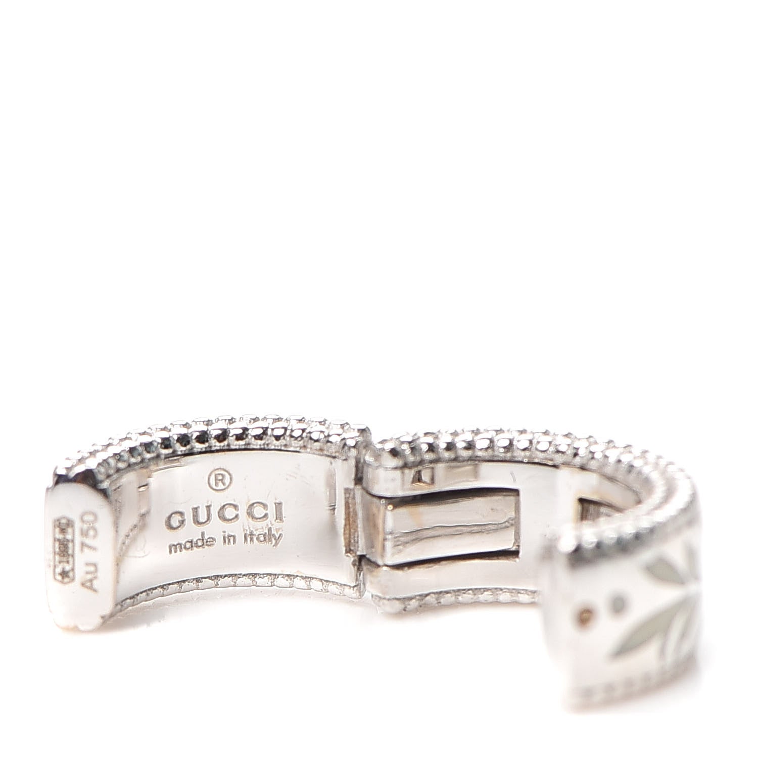 Gucci 18K White Gold Enamel Blooms Single Ear Cuff Earring 3 of 6