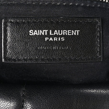 Saint Laurent Lambskin Quilted Medium Loulou Puffer Monogram Chain Satchel Black 6 of 9
