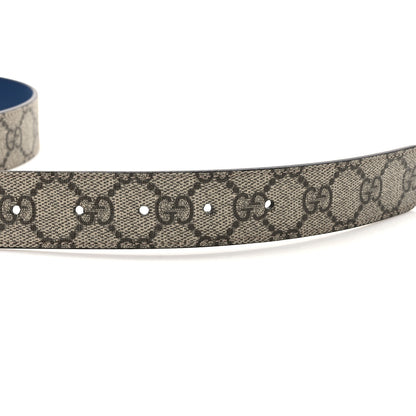 Gucci GG Supreme Monogram Plutone Calfskin Enamel Double G 30mm Belt 95 38 Beige Ebony Royale 4 of 5