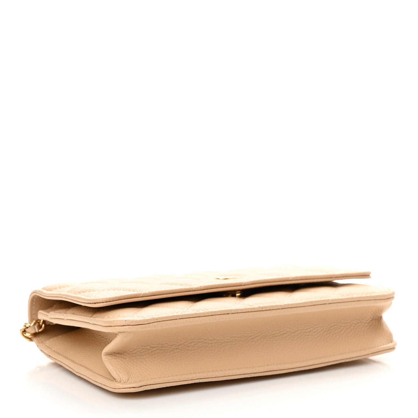 Caviar Quilted Wallet on Chain WOC Beige