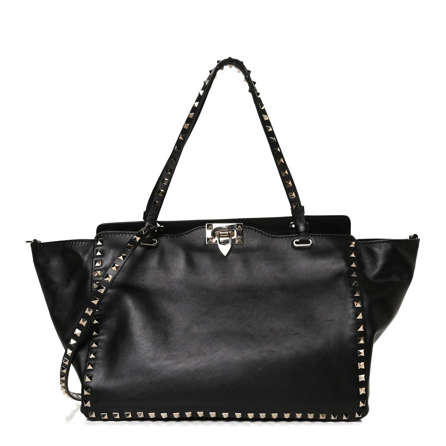 Vitello Medium Rockstud Tote Black