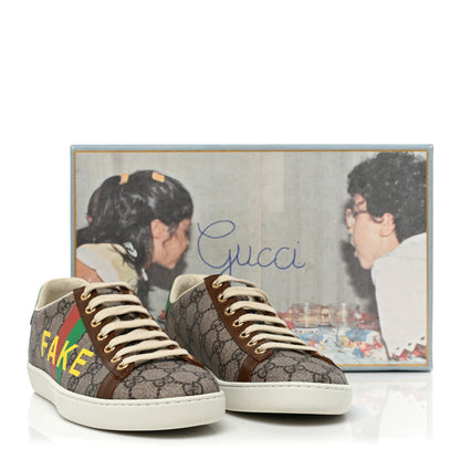 Gucci GG Supreme Monogram Fake/Not Womens Ace Sneakers 38 Beige New Shamarock Brown Sugar 11 of 11