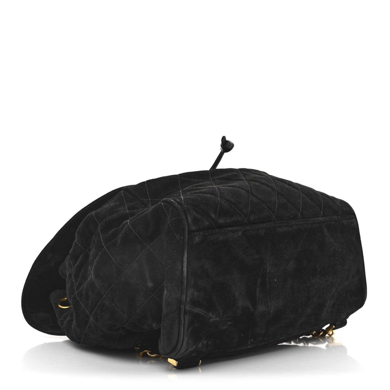 Chanel Suede Quilted CC Drawstring Backpack Black 4 of 13
