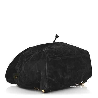 Chanel Suede Quilted CC Drawstring Backpack Black 4 of 13