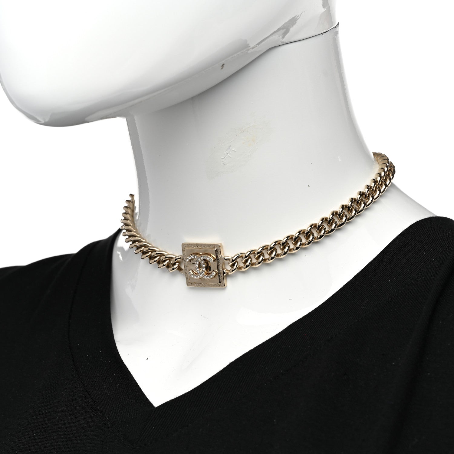 Chanel Metal Crystal CC Choker Gold 2 of 5