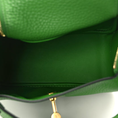 Hermes Taurillon Clemence Mini Lindy 20 Vert Yucca 5 of 14