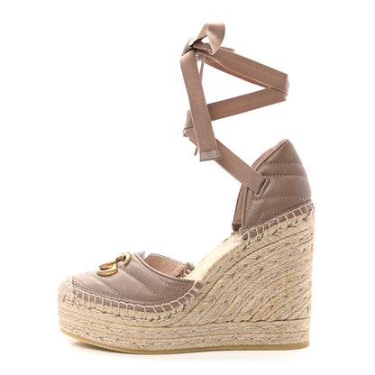 Gucci Nappa Matelasse GG Marmont Ankle Wrap Platform 35/120mm Espadrille Wedges 36 Porcelain Rose 1 of 10