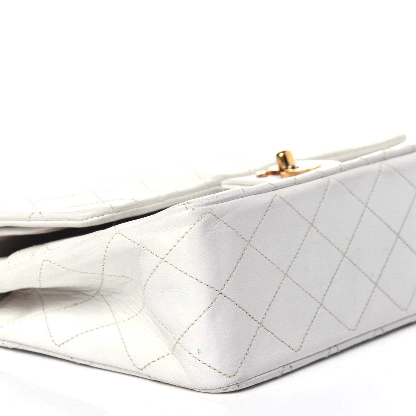 Lambskin Quilted Medium Double Flap White